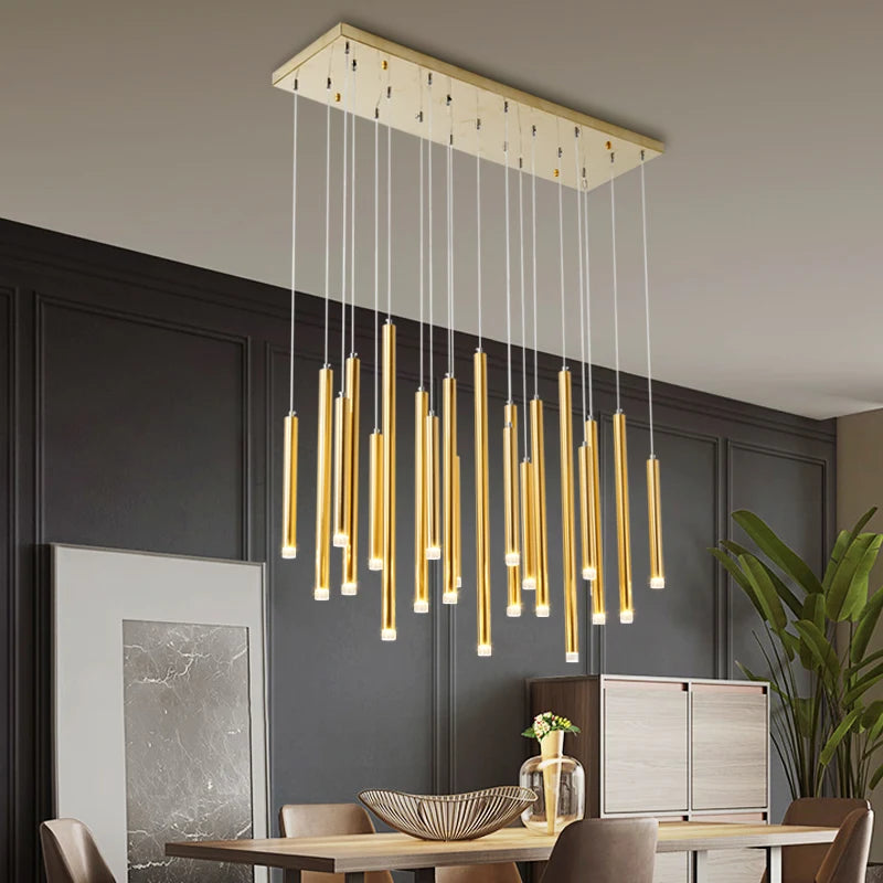 lustre nordique moderne en acier inoxydable pour villa de luxe - vue 5 sur 10