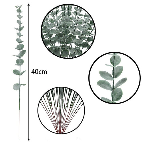 Artificial Eucalyptus Leaves, Green Plant Branches for Wedding Party, Home Garden, Table Decoration, Wreath, Outdoor 10/20/50Pcs - vue 3 sur 7