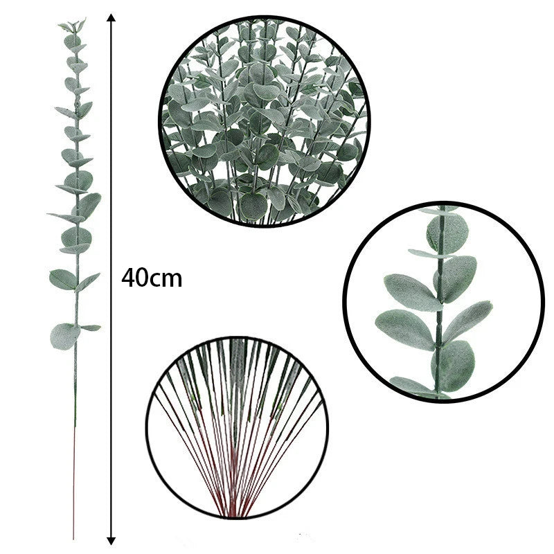 Artificial Eucalyptus Leaves, Green Plant Branches for Wedding Party, Home Garden, Table Decoration, Wreath, Outdoor 10/20/50Pcs
