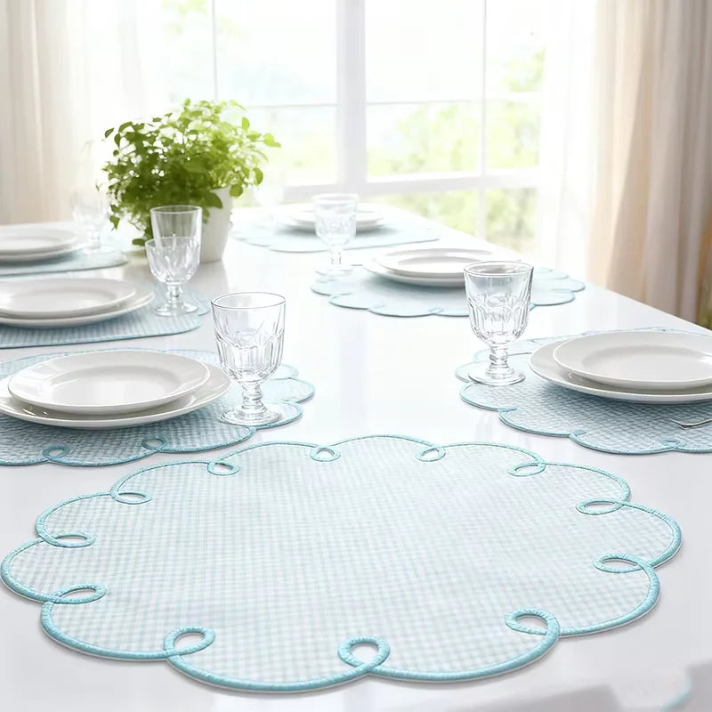 Set de table coton brodé style rétro romantique
