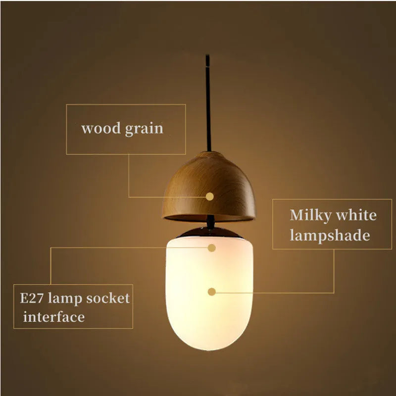 Suspension de lustre en grain de bois de style moderne nordique pour salon salle de réunion chambre luminaires intérieurs lampes suspendues - vue 5 sur 15