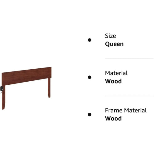 Queen Size Headboard, Walnut, Modern Solid Wood Headboard - vue 5 sur 6