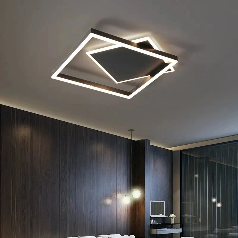 Plafonnier moderne à LEDs noir chambre étude salon éclairage intérieur - vue 7 sur 10