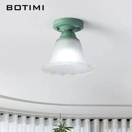 botimi plafonniers campagne verre dépoli métal vert luminaires balcon - vue 4 sur 7