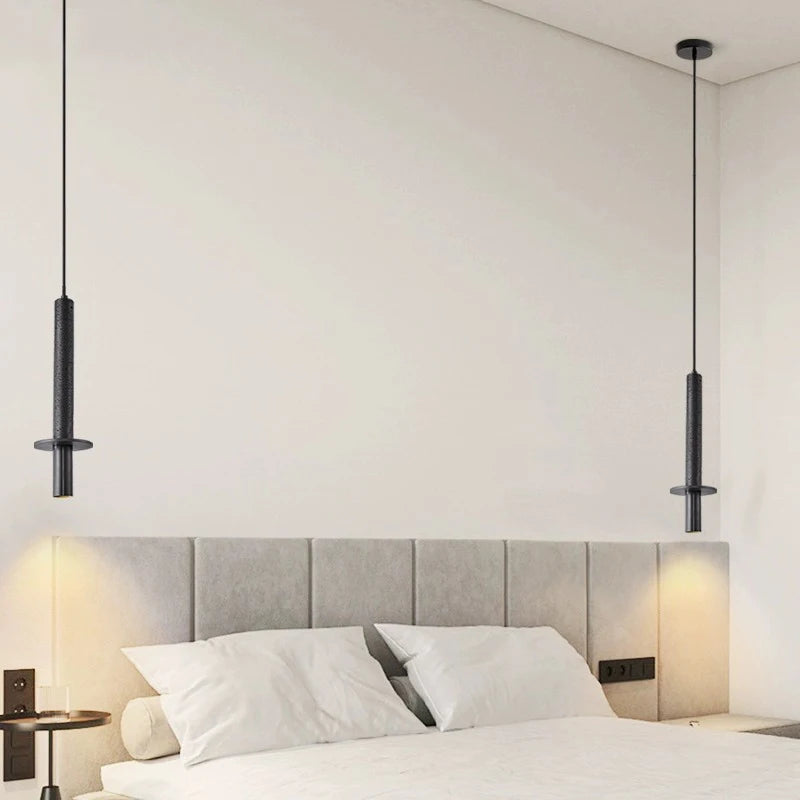 suspension led moderne lustre nordique ligne longue simple - vue 4 sur 7
