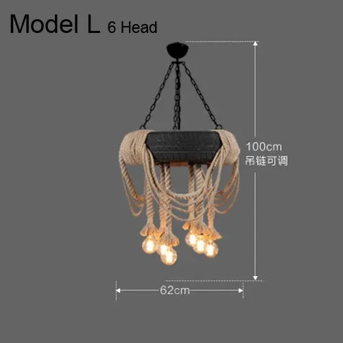 Lustre et Suspension rustique industrielle avec cordage - vue 21 sur 21