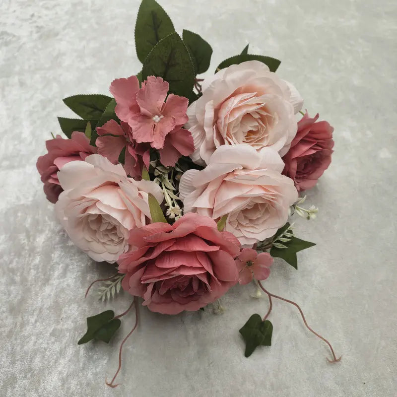 bouquet de roses en soie pour décoration de mariage et jardin - vue 12 sur 15