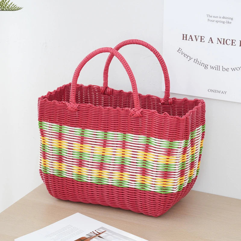 panier tissé imitation rotin pour pique-nique en extérieur - vue 19 sur 22
