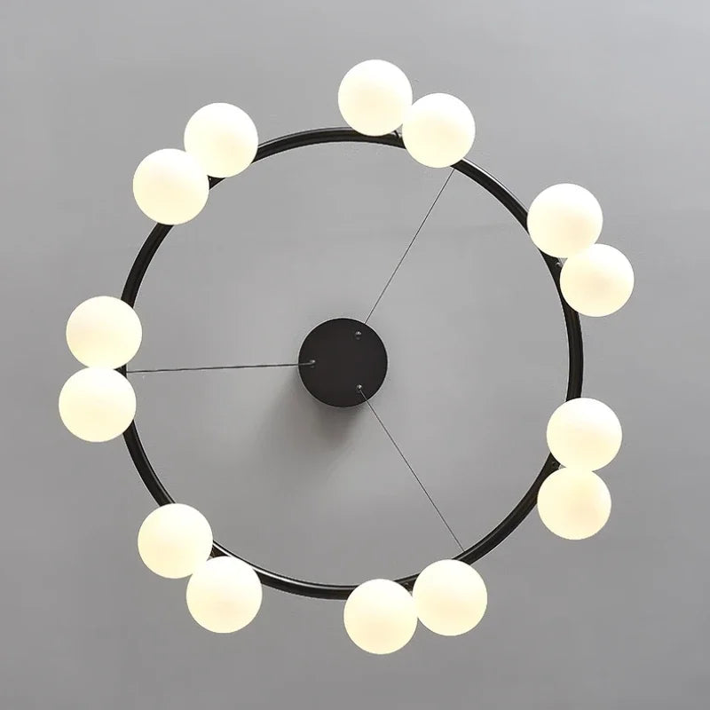 lustre suspension led en forme de haricot avec suspension cerise - vue 5 sur 9