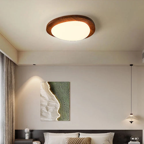 Modern minimalist wooden ceiling light with Nordic log pattern - vue 2 sur 8