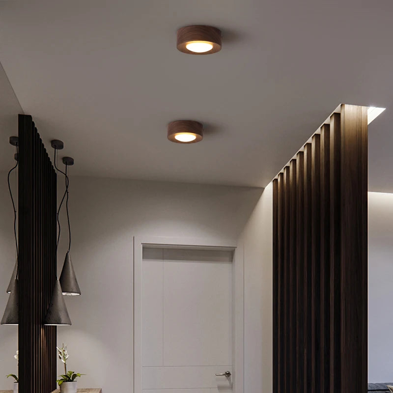 lampe plafonnier en noyer et frêne led décoration maison - vue 4 sur 10