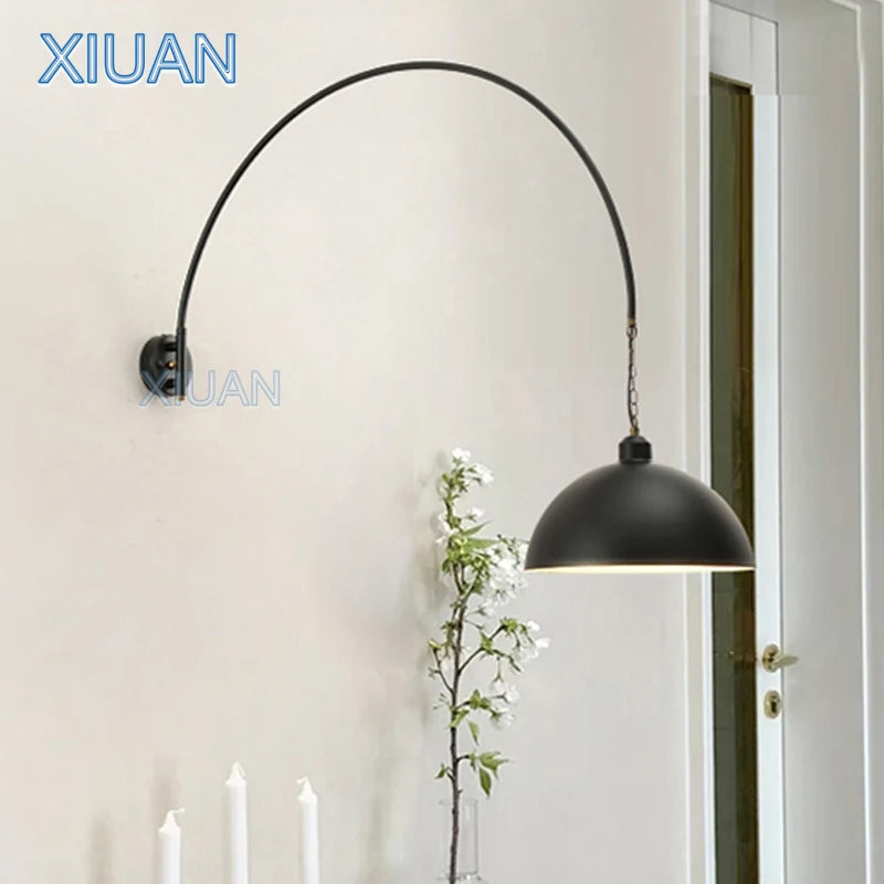 Long Pole Wall Lamps Industrial Vintage Living Room Wall Light Long Swing Arm Restaurant Dining Table Wall Mount Lights Black - vue 2 sur 14