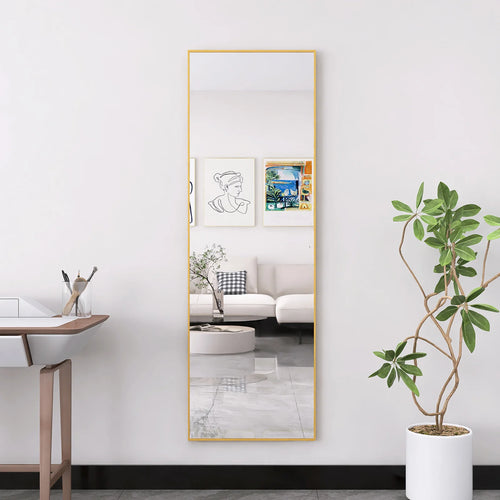 miroir cosmétique en verre trempé avec cadre doré en aluminium - vue 3 sur 6