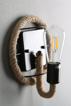 Retro hemp rope wall light for indoor use
