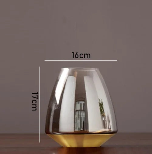 vase en verre moderne avec base métallique pour décoration florale - vue 7 sur 9