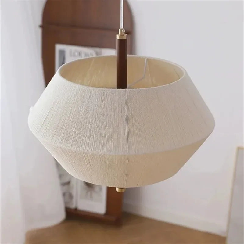 suspension en corde de chanvre et bois massif design wabi-sabi - vue 3 sur 9