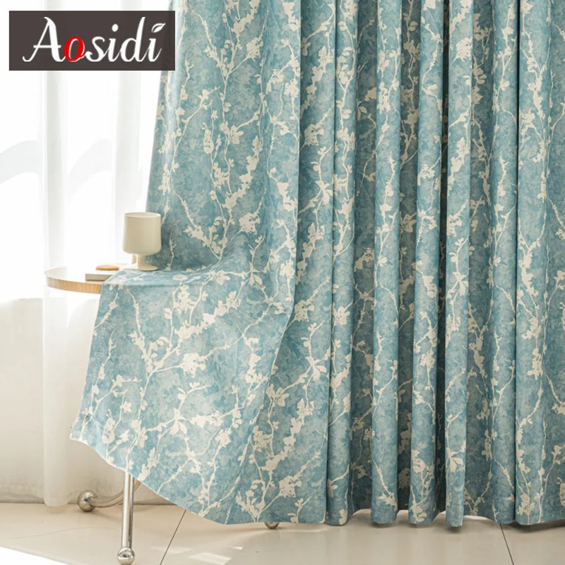 Rideau occultant floral style européen pour salon chambre