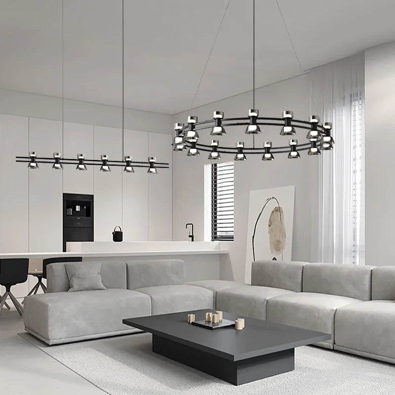 lustre créatif en cuivre et verre design moderne léger - vue 5 sur 12