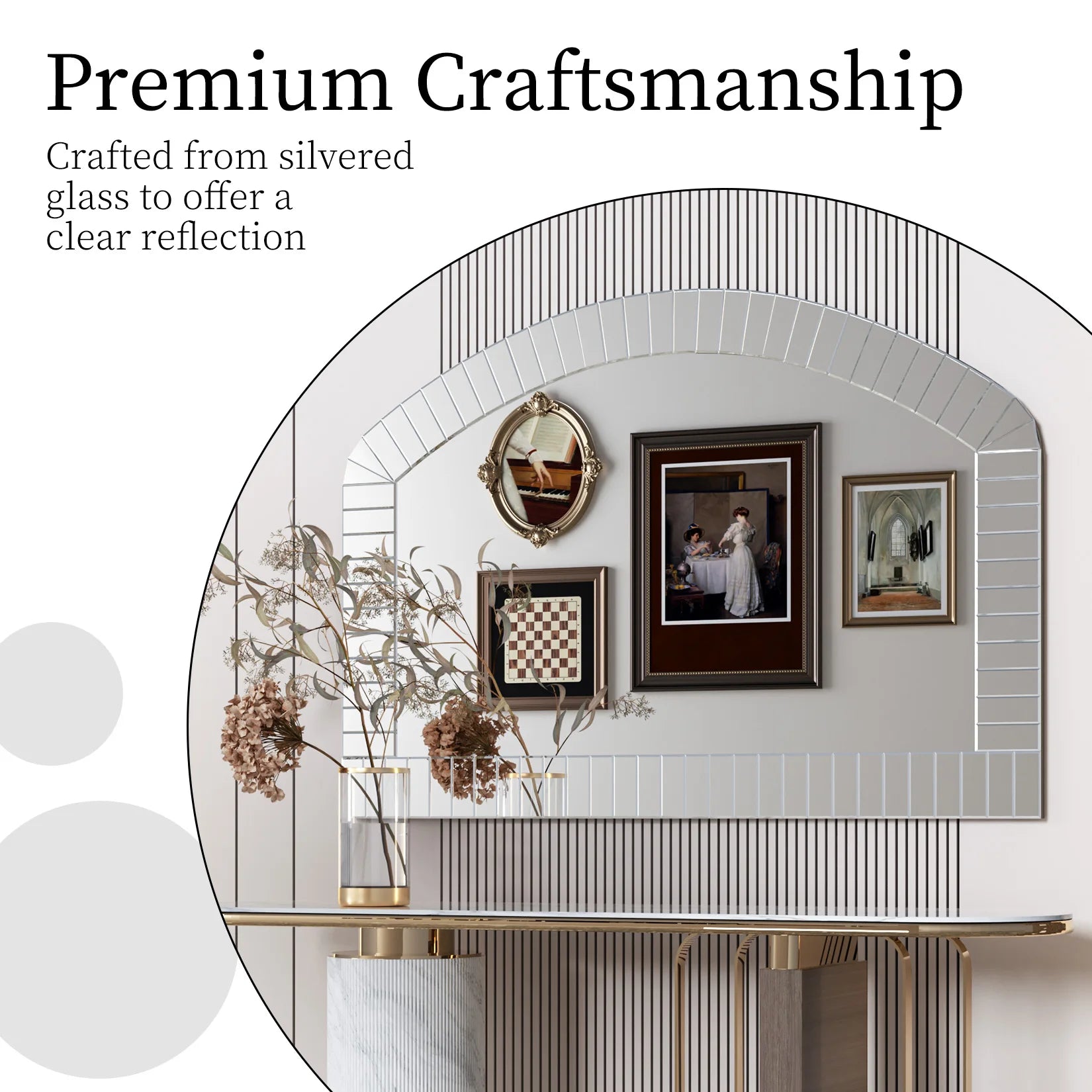 Large Silver Arched Wall Mirror, Silver Glass, Decorative Venetian Accent Mirror, Home Living Room Decor, Bling Beveled Edge - vue 5 sur 7
