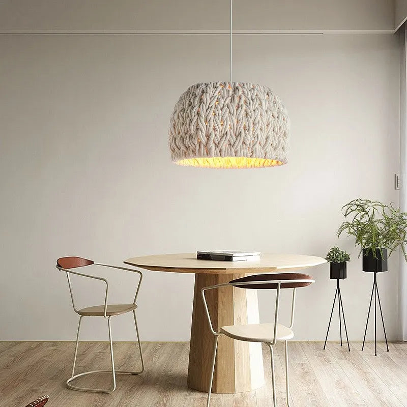 Nordique Wabi Sabi E27 suspension LED lumières tricoté corde minimalisme suspension lampe Lustre suspension lampe salle à manger luminaires - vue 2 sur 7