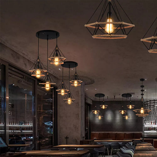 Industrial loft cage pendant light - vue 9 sur 9
