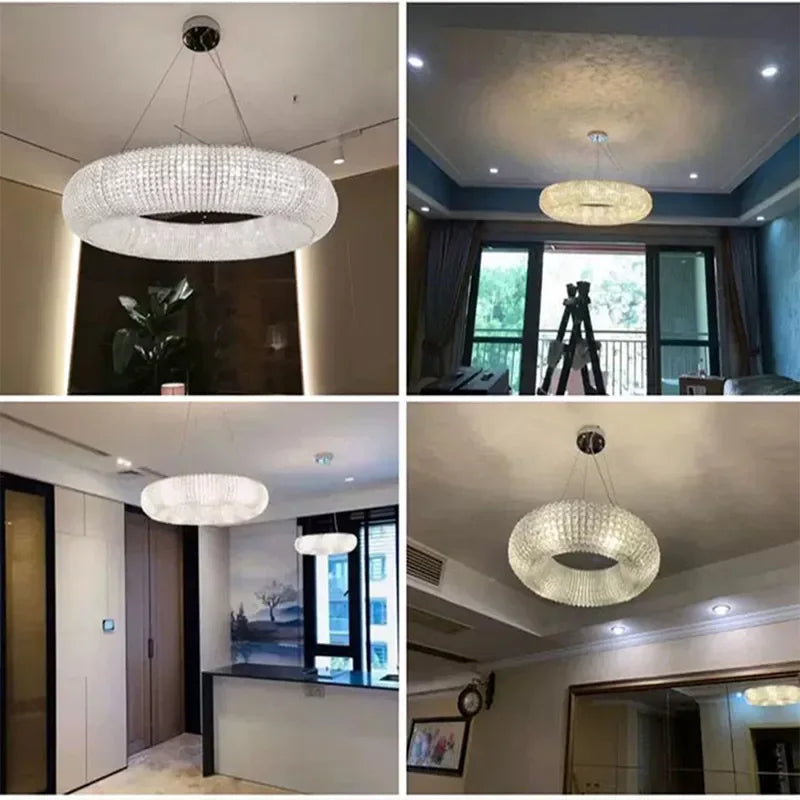 Modern Luxury Crystal Loft Chandelier Living Room Lustre Pendant Lamp Suspension Home Interior Decor Hanging Light Fixtures - vue 5 sur 10