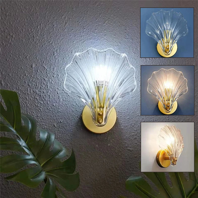 Applique murale moderne en verre de coquille lumière de luxe allée intérieure couloir appliques d'escalier pour chevet salon Applique murale