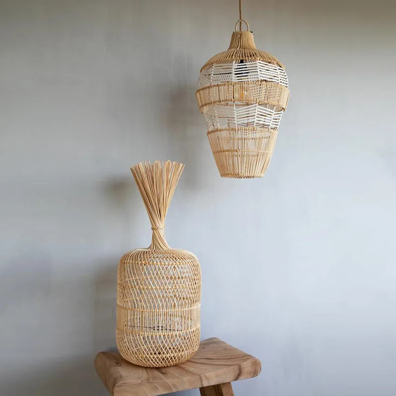 Lampadaire en rotin style Vintage nostalgique Simple - vue 5 sur 16