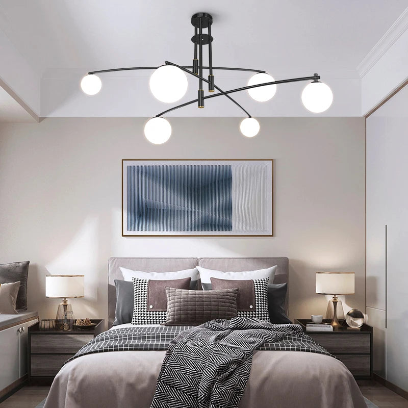 Minimalist glass chandelier in Nordic style for interior decoration - vue 3 sur 14