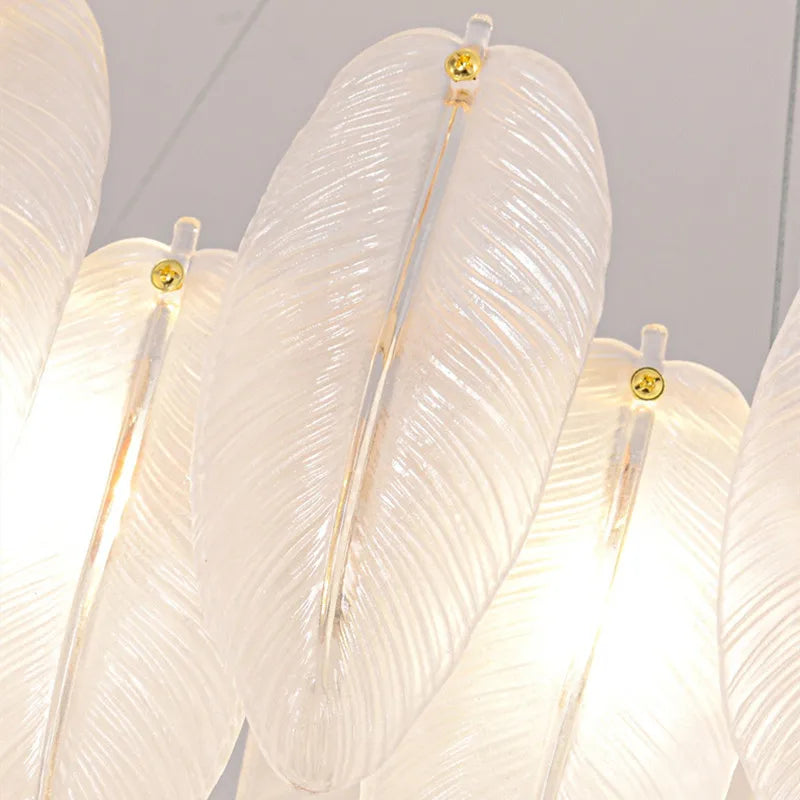lustre de luxe moderne en plumes et verre métallique - vue 6 sur 11