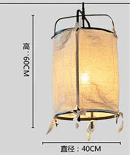 Vintage zen art linen pendant light for interior decor