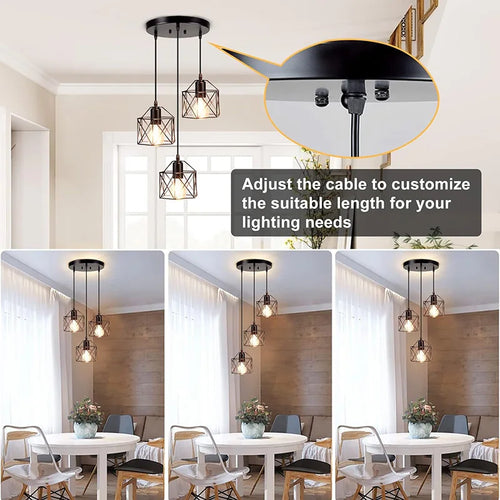 Suspension lampes suspendues Vintage pour plafonnier Cage en métal nordique Led lustre lampe suspendue pour îlot de cuisine - vue 6 sur 12