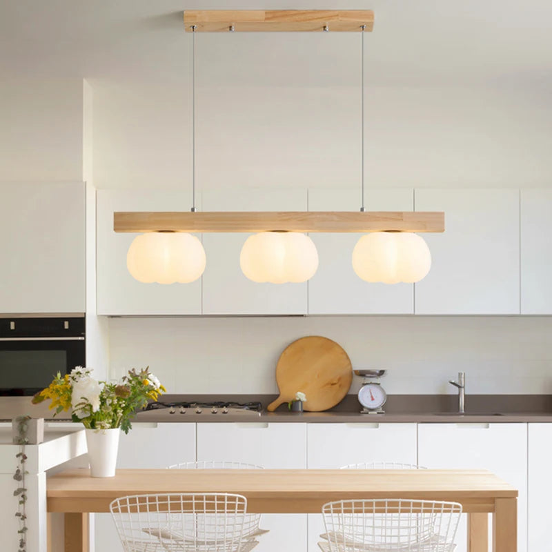 Lustre en bois naturel avec forme coton - vue 4 sur 11