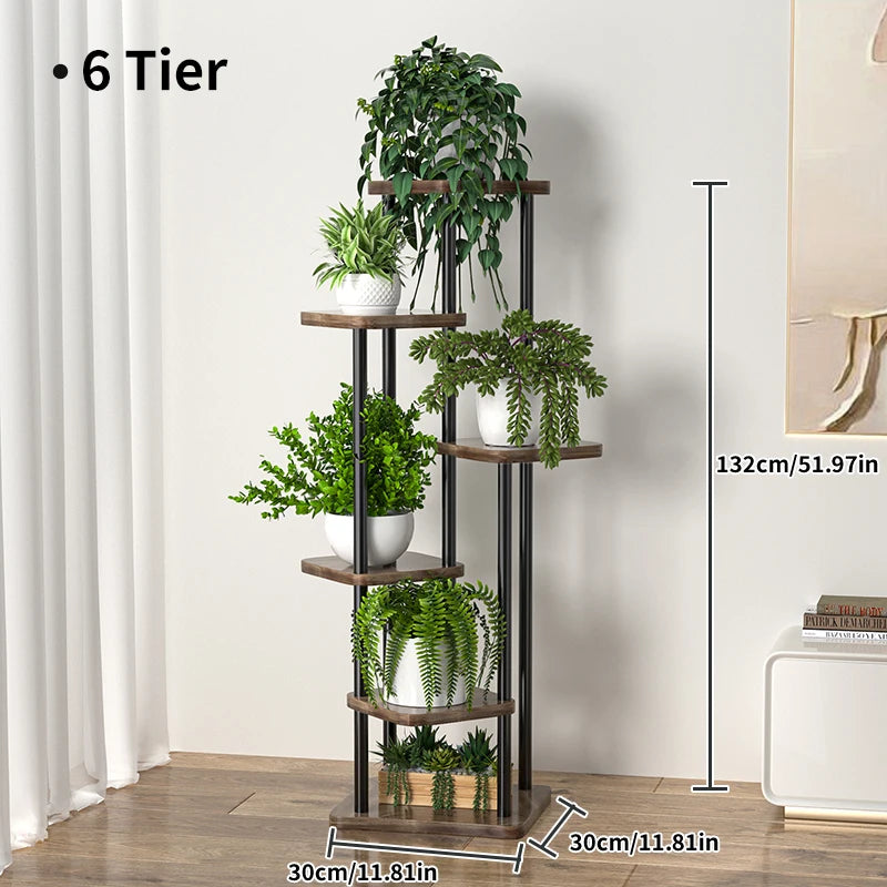 support en bois pour plantes et fleurs à plusieurs niveaux