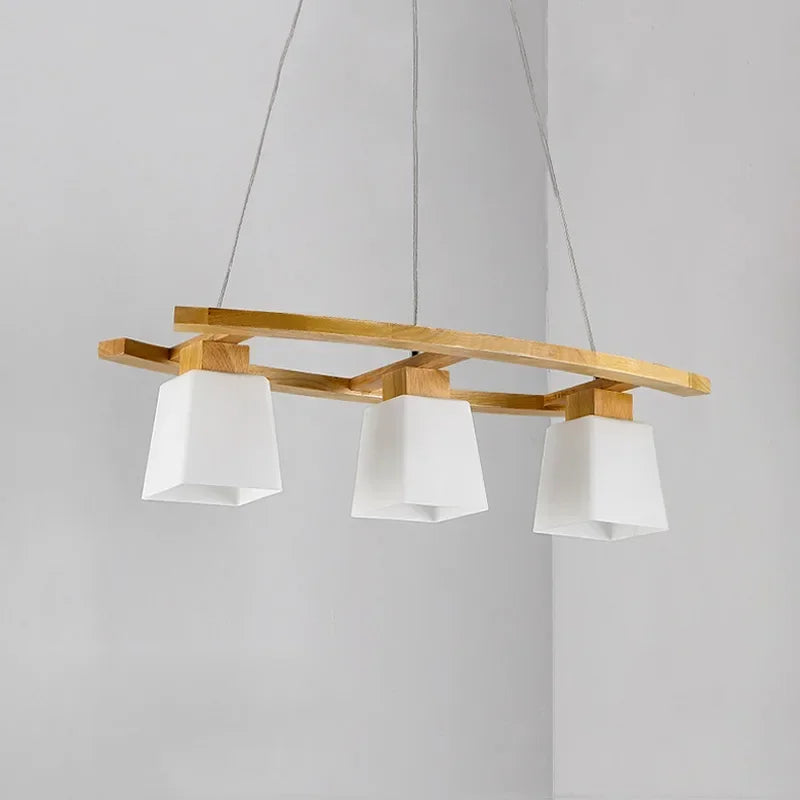 suspension en bois de style japonais moderne à led - vue 5 sur 6