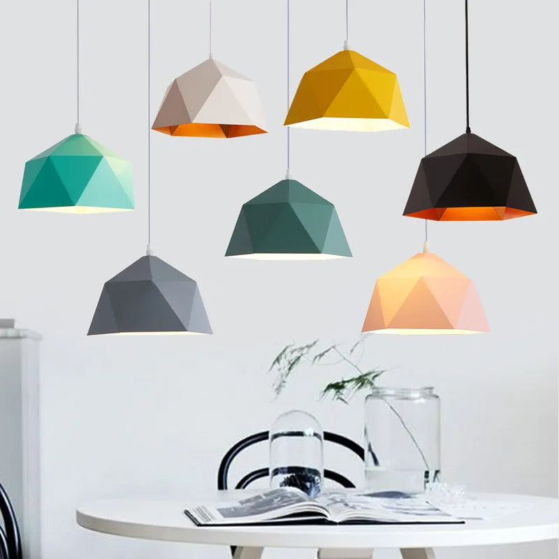 lustre nordique macarone géométrique led décoratif suspendu
