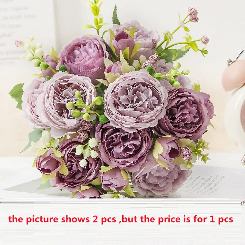 pivoines artificielles en soie pour décoration élégante et raffinée - vue 10 sur 15