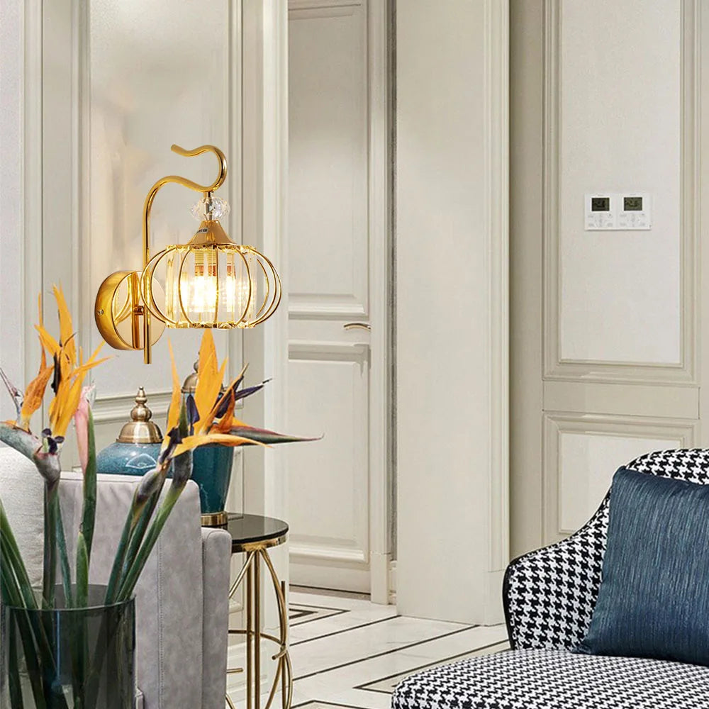 Glass wall lamp, iron art bedside lamp, simple accessories of living room, bedroom and dining room, E27 lamp - vue 4 sur 8