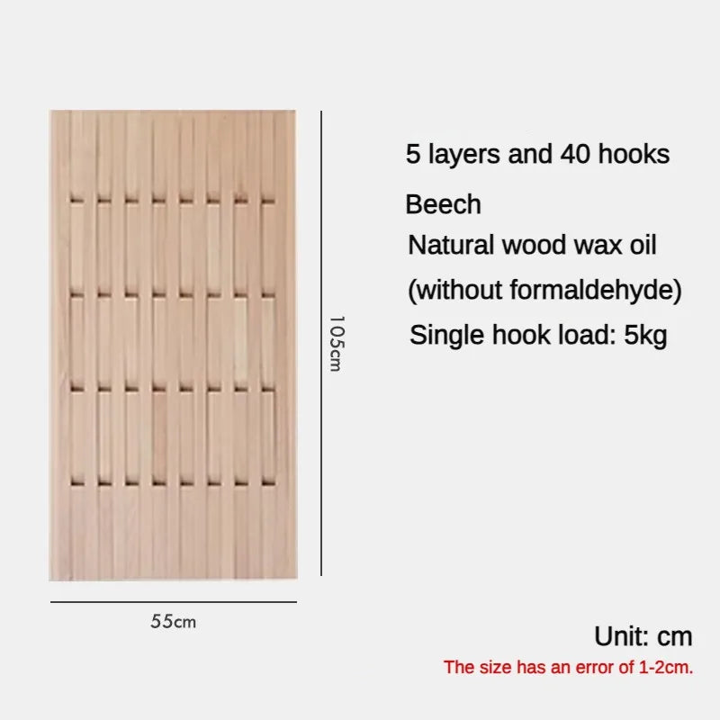 porte-manteau mural en bois pour vêtements et clés - vue 8 sur 18
