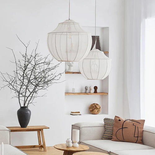 Suspension en tissu moderne lanterne LED pour salon salle à manger chambre intérieure Loft Wabi Sabi