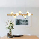 Modern walnut rubber wood chandelier minimalist decor