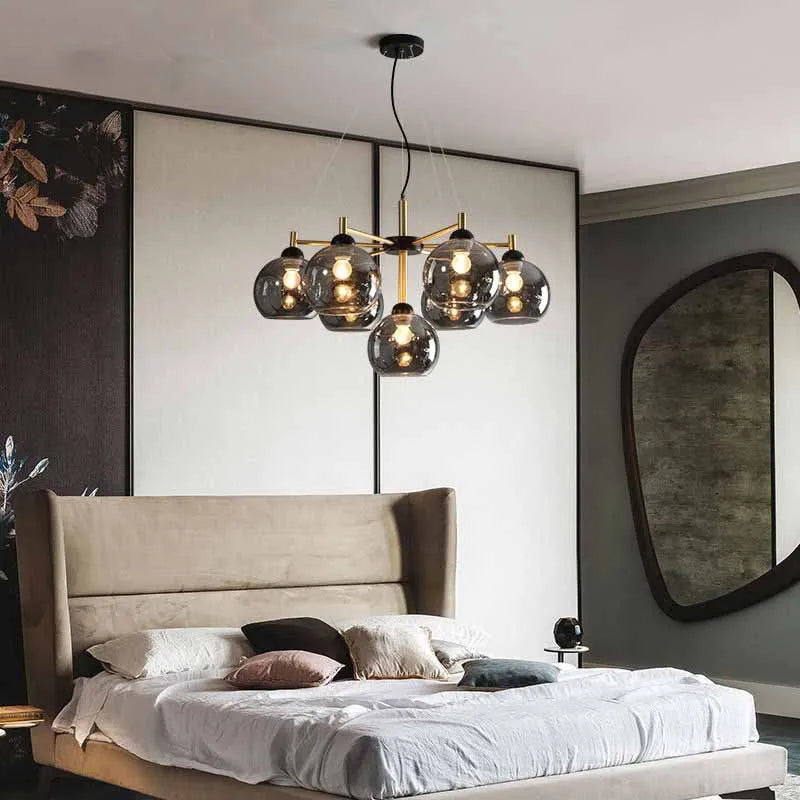 lustre nordique en cuivre verre design moderne avec haricots magiques - vue 4 sur 12