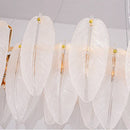lustre de luxe moderne en plumes et verre métallique