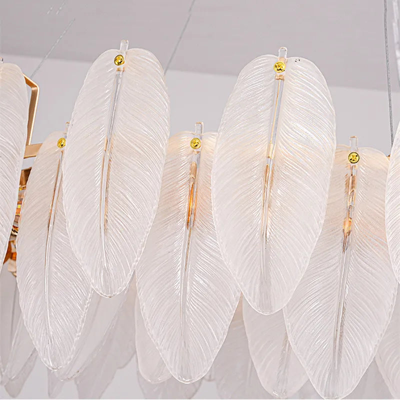 lustre de luxe moderne en plumes et verre métallique - vue 7 sur 11