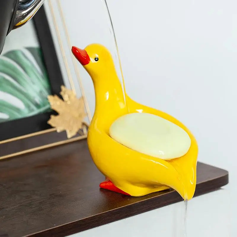 porte-savon en céramique canard design auto-drainant pour salle de bain - vue 3 sur 8