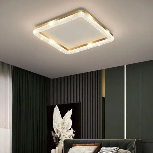 plafonnier de luxe design moderne avec anneau circulaire et rectangulaire led - vue 2 sur 10