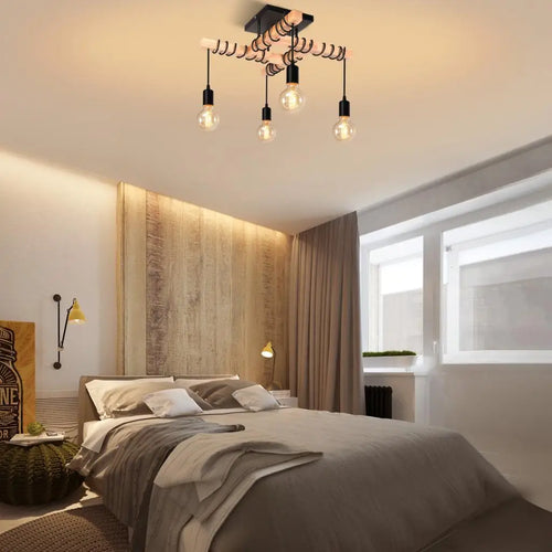 plafonnier industriel vintage 4 têtes pour lumière suspendue