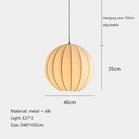 Nordic wabi sabi silk pendant LED chandelier for dining room, bar, and bedroom