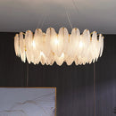 lustre de luxe moderne en plumes et verre métallique