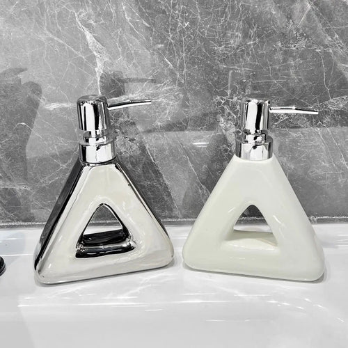 distributeur de savon céramique abstrait design pratique pour salle de bain - vue 5 sur 10